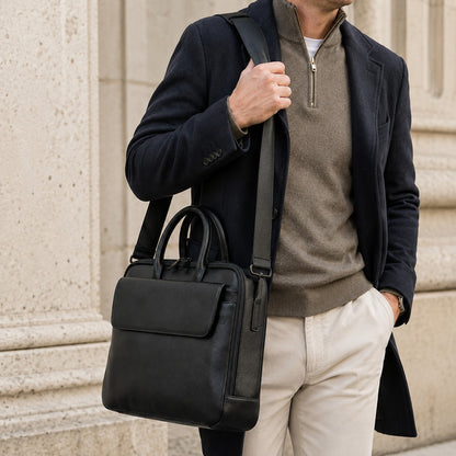 Emerson Double-Zip Leather Briefcase