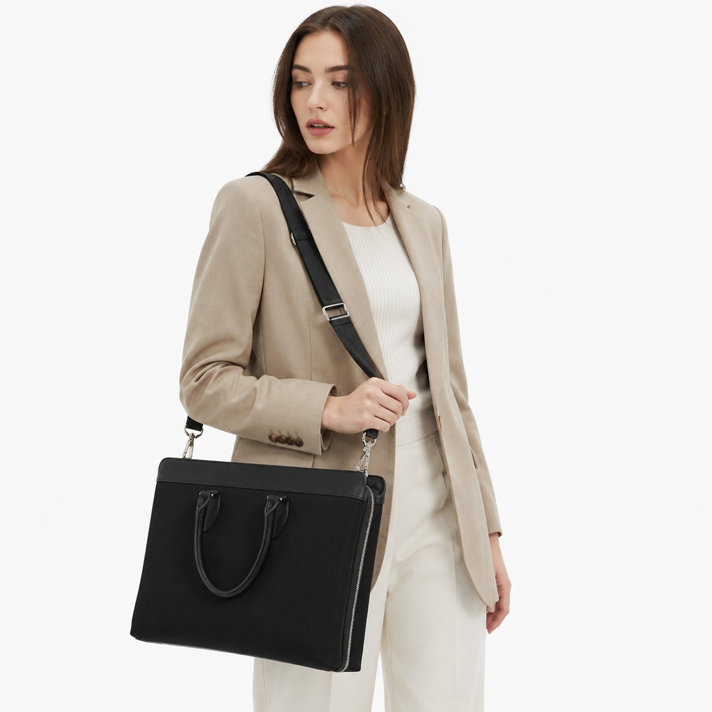 Marne Apex Leather-Trimmed Slim Briefcase