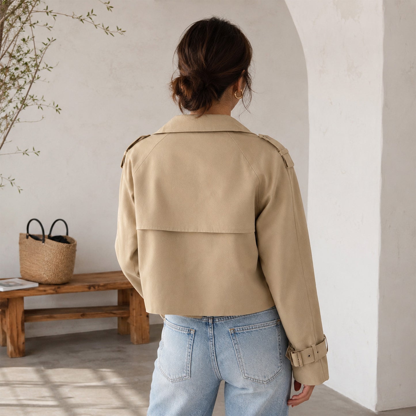 ENVIE Cropped Vegan Trench Jacket