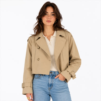 ENVIE Cropped Vegan Trench Jacket