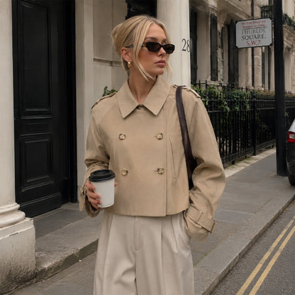 ENVIE Cropped Vegan Trench Jacket